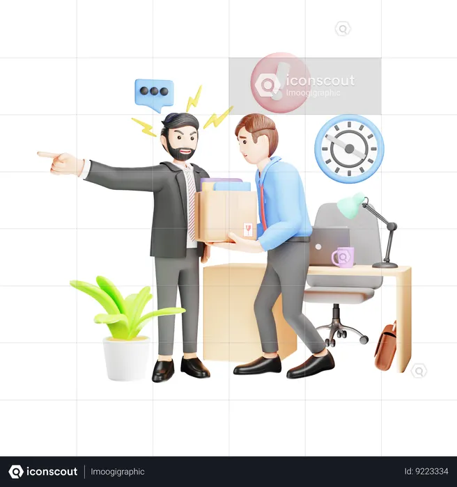 Conflict in Office Between Chief and Staff  3D Icon