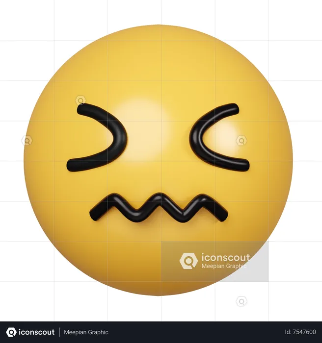 Confounded Emoji 3D Icon