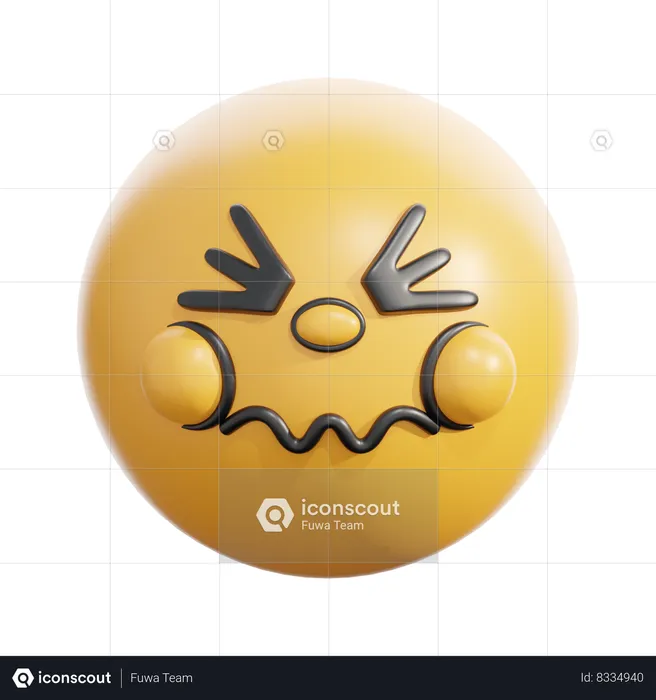 Confounded face Emoji 3D Icon
