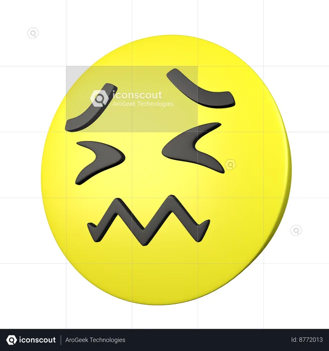 Confounded Face Emoji 3D Icon