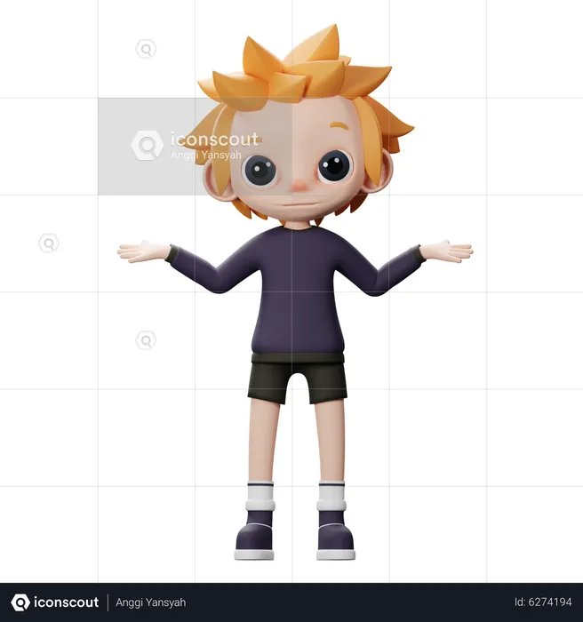 Confuse boy  3D Illustration