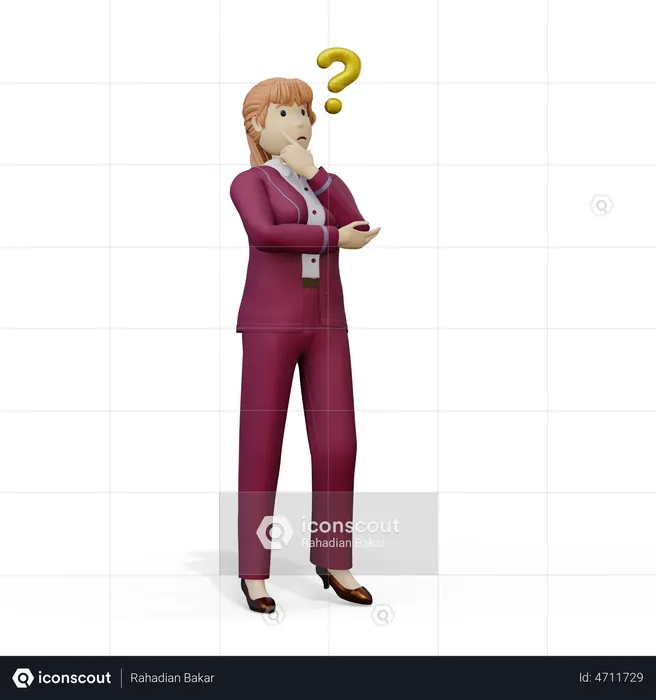 Confuse Female having question  3D Illustration