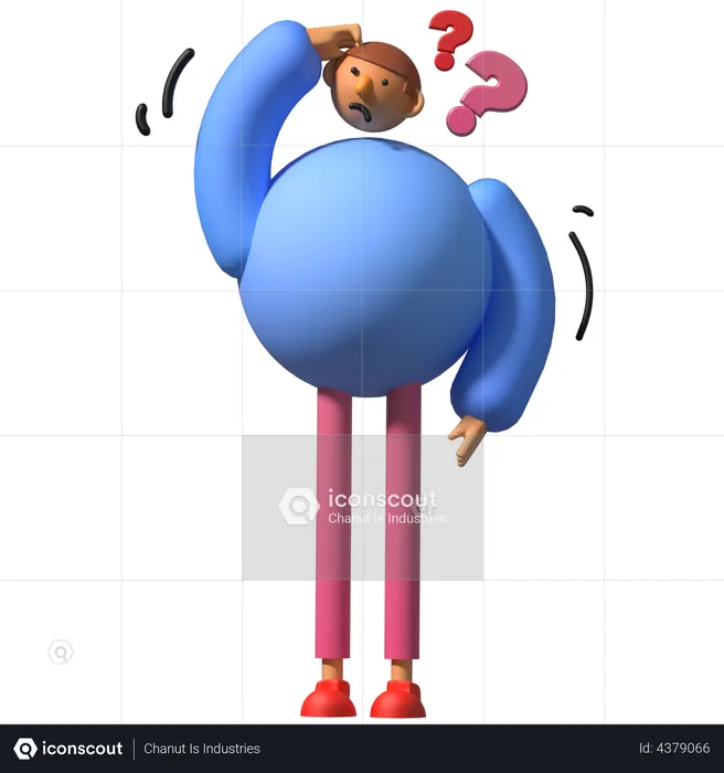 Confuse Man Emoji 3D Illustration