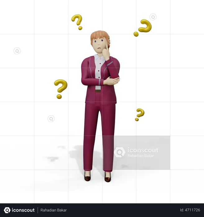 Confuse woman having question  3D Illustration