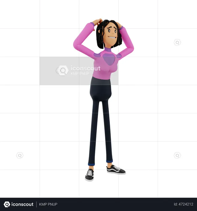 Confused Business Woman  3D Illustration