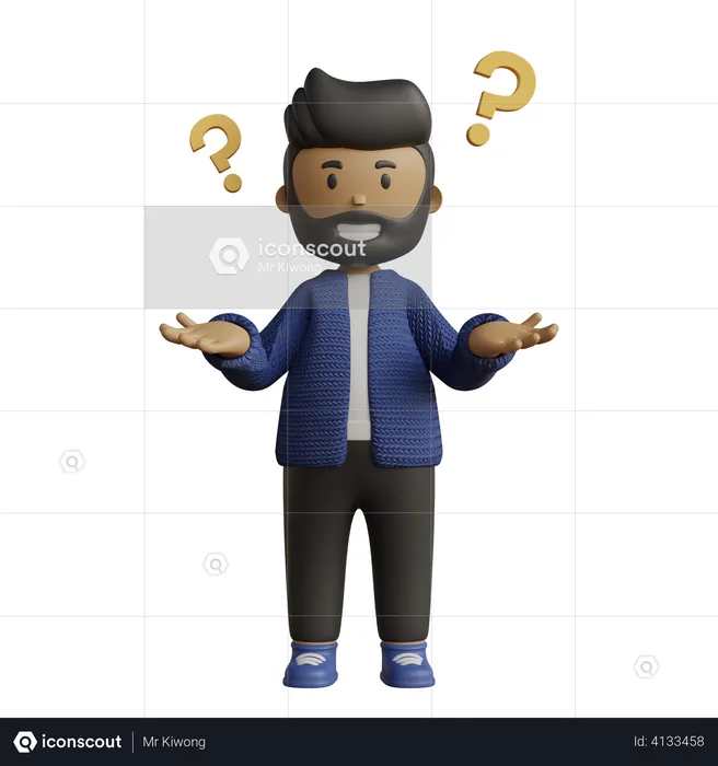 Confused businessman  3D Illustration