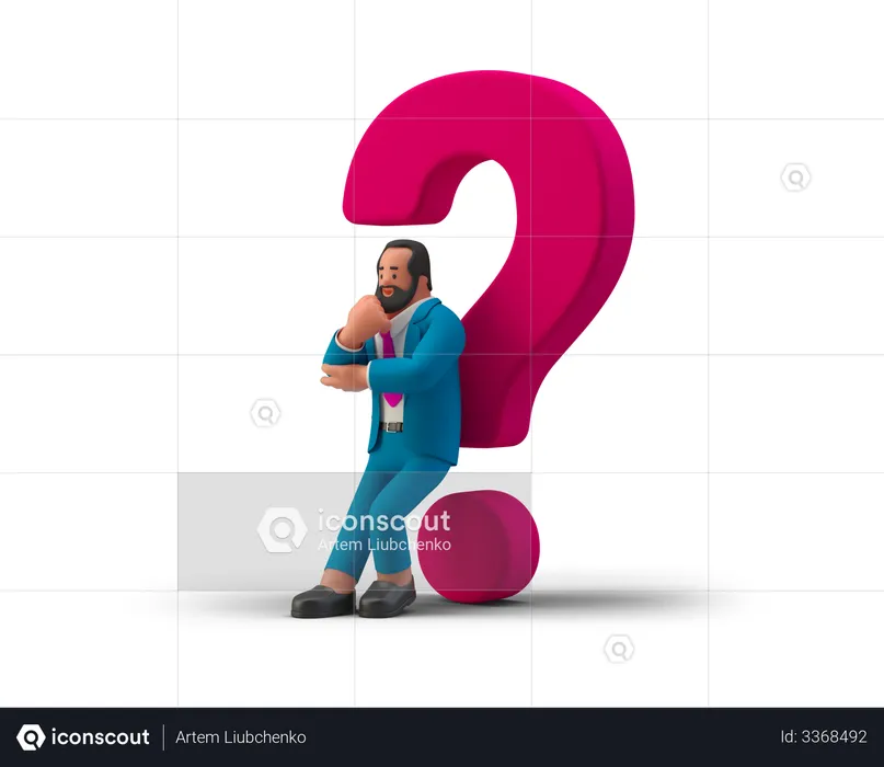 Confused businessman  3D Illustration