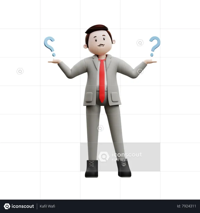 Confused Businessman Standing  3D Illustration