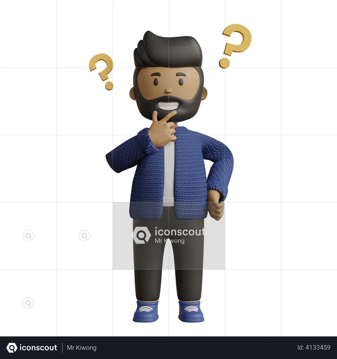 Confused businessman thinking  3D Illustration