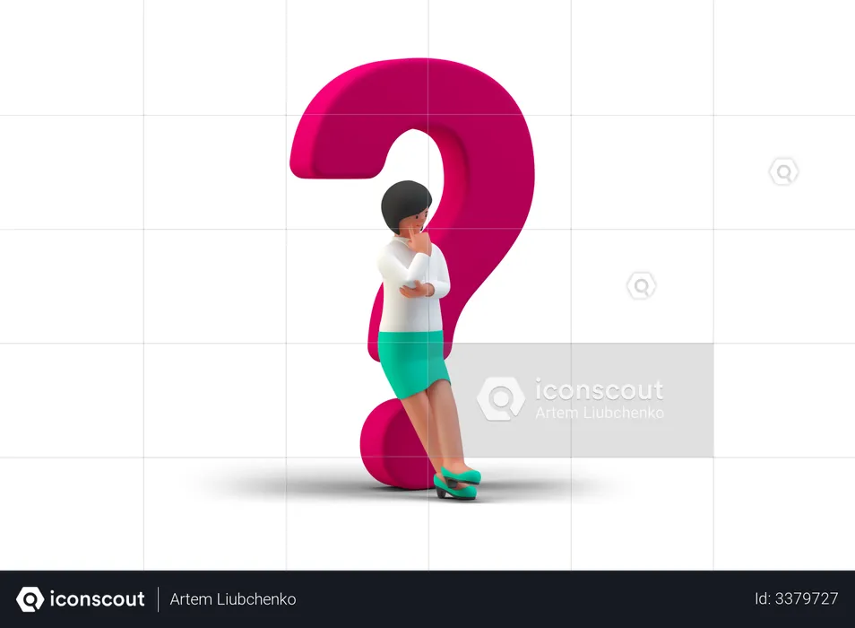 Confused Businesswoman  3D Illustration