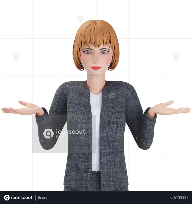 Confused Businesswoman  3D Illustration