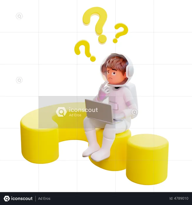 Confused cute astronaut  3D Illustration