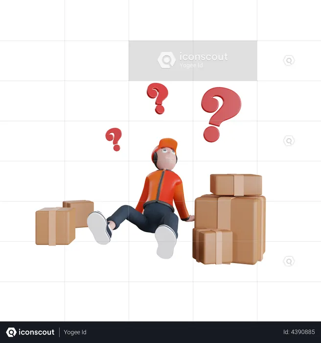 Confused Delivery man  3D Illustration
