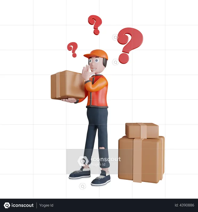 Confused Delivery man  3D Illustration