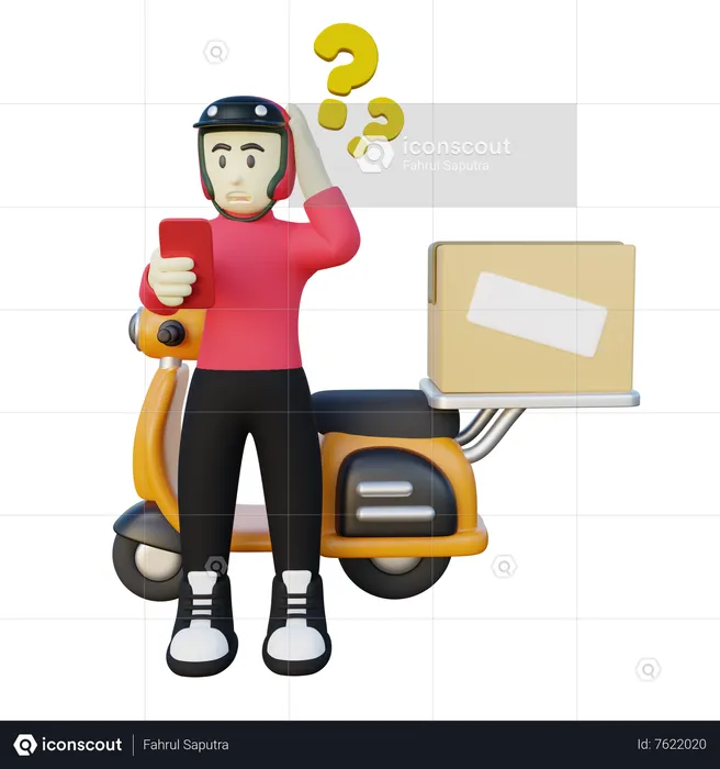 Confused deliveryman  3D Illustration