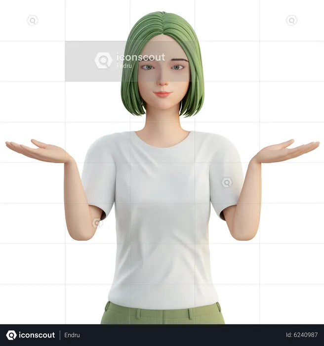Confused girl  3D Illustration