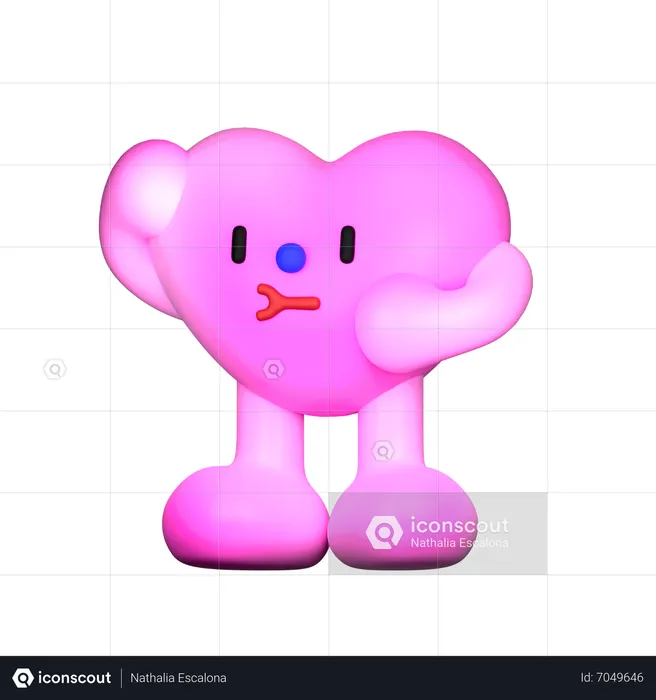 Confused Heart Shape  3D Icon