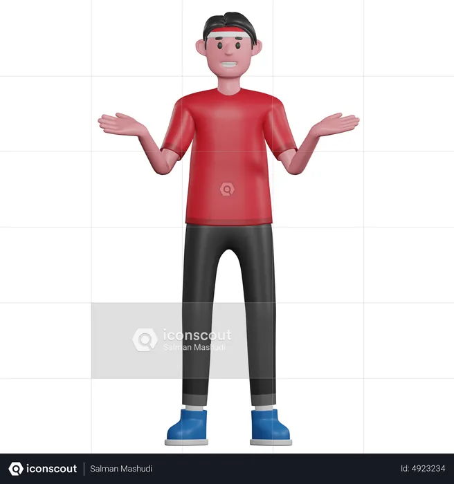 Confused Indonesian Man  3D Illustration