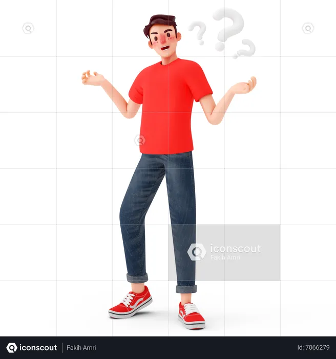 Confused man  3D Illustration