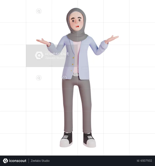 Confused muslim woman  3D Illustration