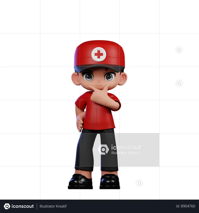 Confused Paramedic  3D Illustration