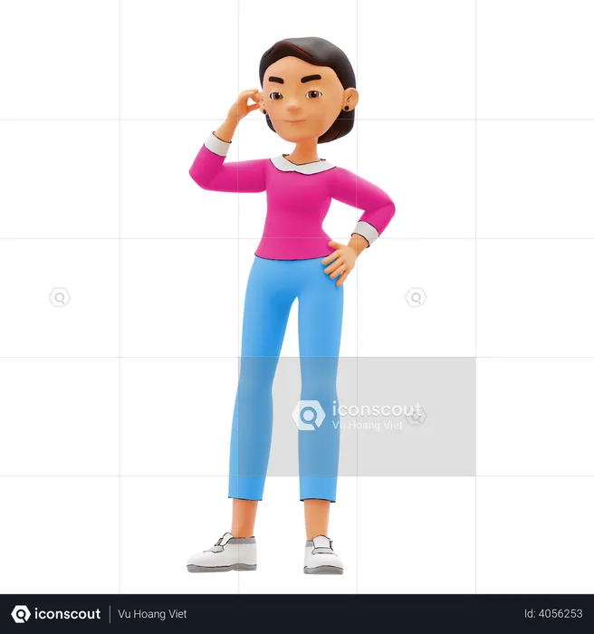 Confused Woman  3D Illustration