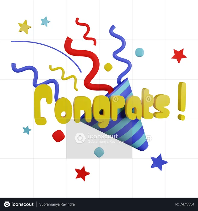 Congrats 3D Icon download in PNG, OBJ or Blend format