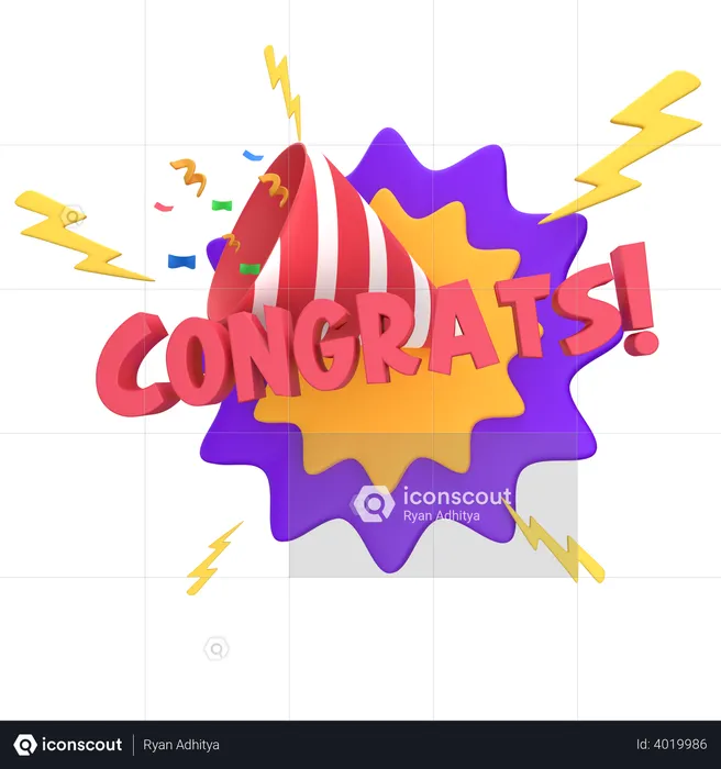Congrats! Sticker  3D Illustration