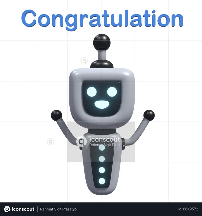 Congratulation Robot  3D Icon