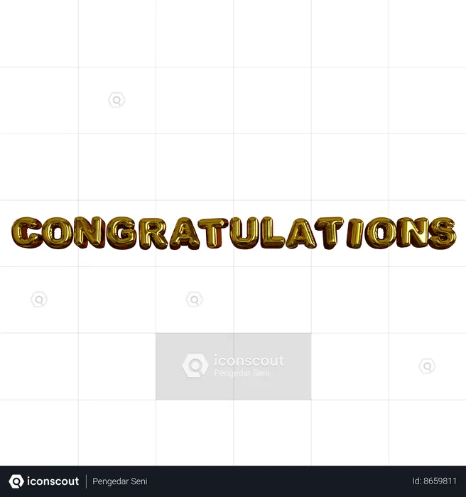 Congratulations Inflated Balloon  3D Icon