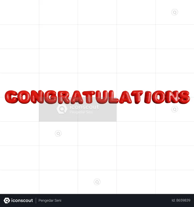 Congratulations Inflated Balloon  3D Icon