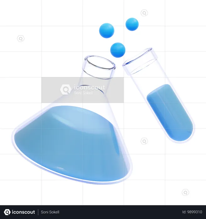 Conical Flask and Test Tube  3D Icon