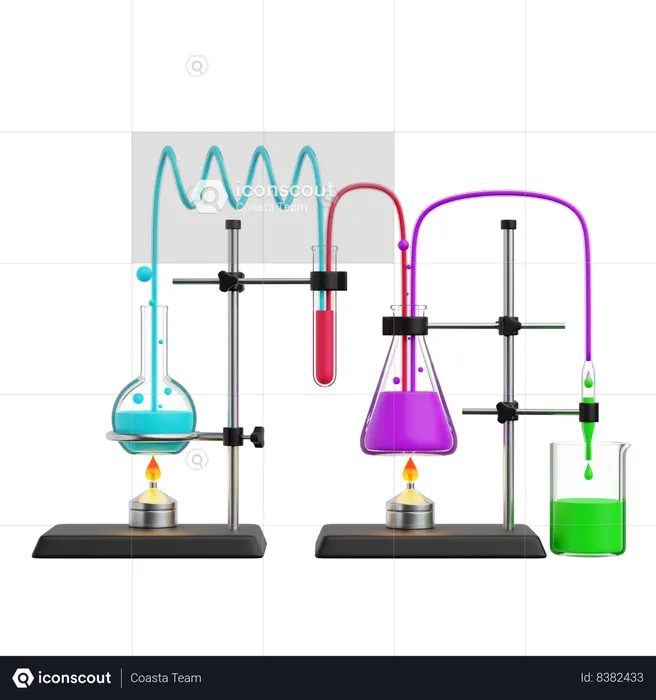 Conjunto de experimentos químicos  3D Illustration