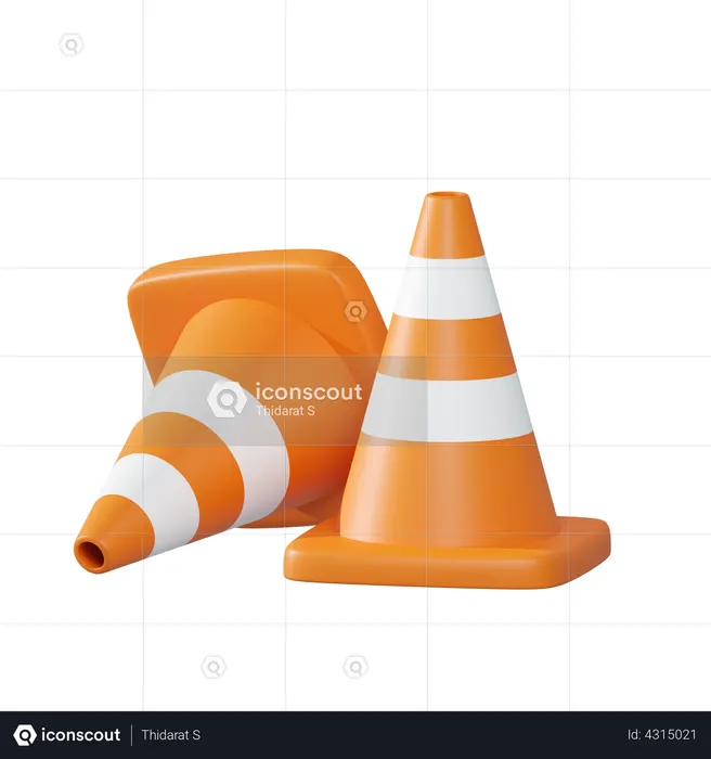 Cono de construcción de tráfico  3D Icon