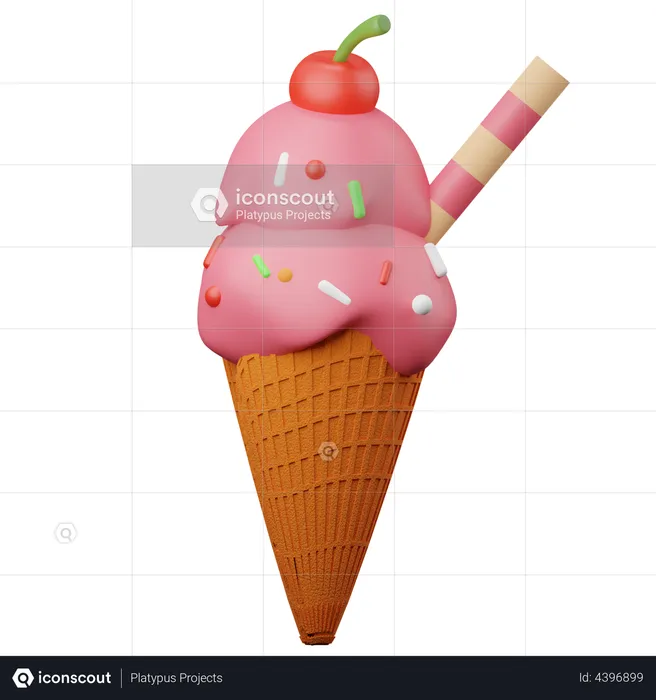 Cucurucho de helado  3D Illustration