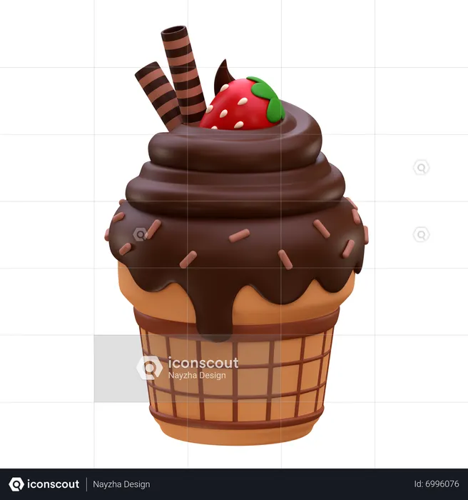 Cono de helado de chocolate  3D Icon