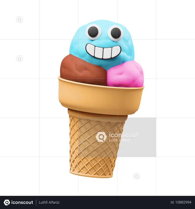 Cono de helado feliz  3D Icon