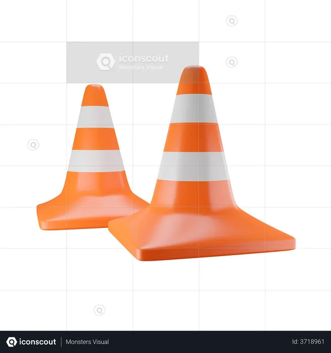 Cono de tráfico naranja  3D Illustration