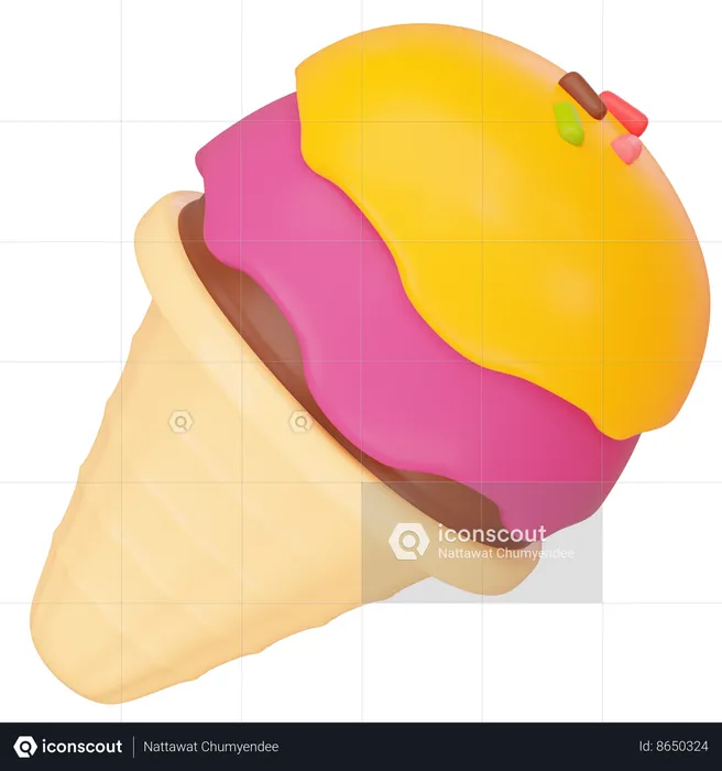 Cono de gofre helado  3D Icon