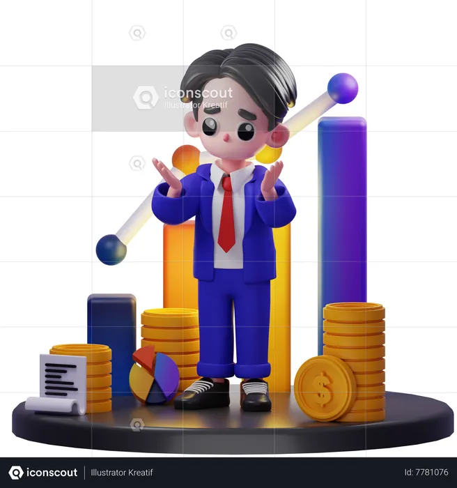 Conseiller financier confus  3D Icon