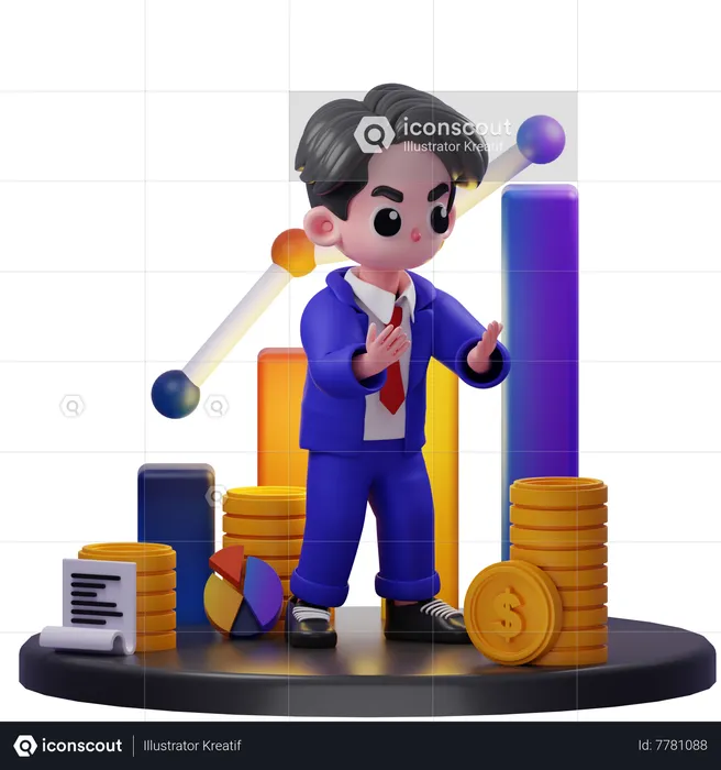 Conseiller financier en colère  3D Illustration