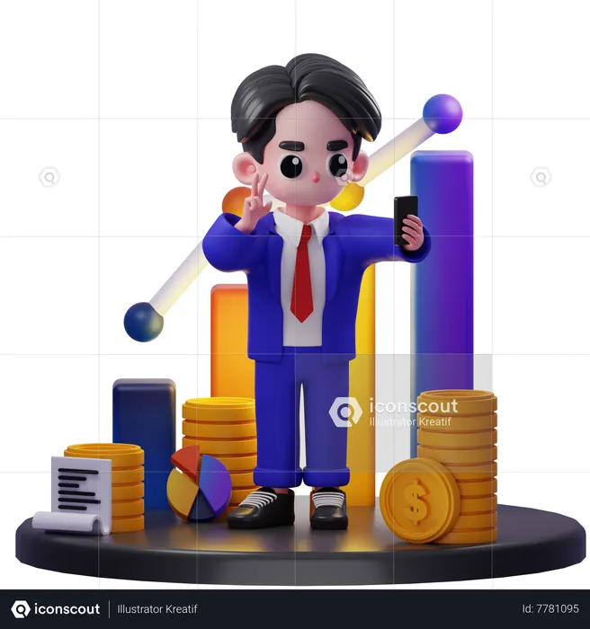 Conseiller financier prenant Selfie  3D Icon