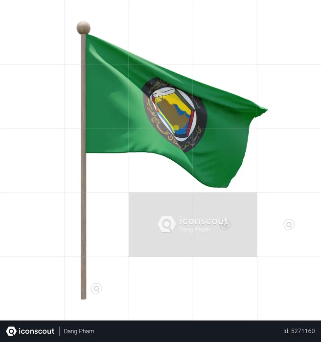 Asta de bandera del consejo de cooperación del golfo Flag 3D Icon