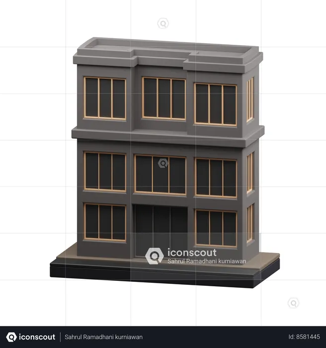 Construção de casa moderna  3D Icon