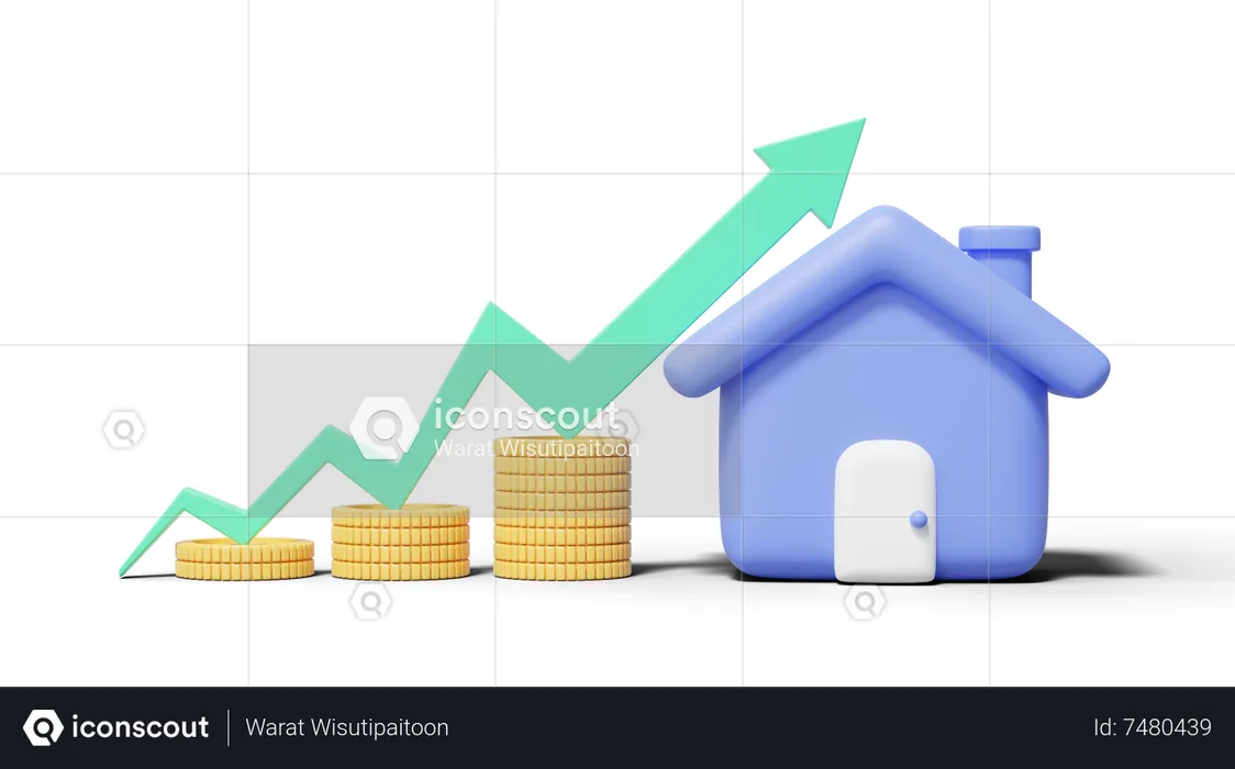 Construindo o crescimento do investimento  3D Illustration