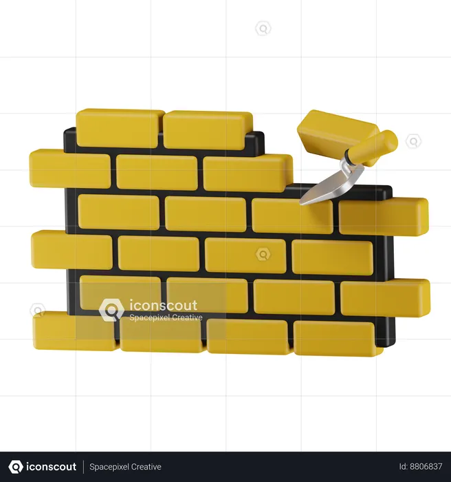 Construction d'un mur de briques  3D Icon