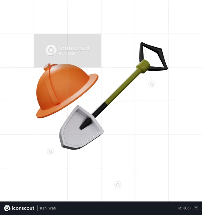 Construction Shovel  3D Illustration