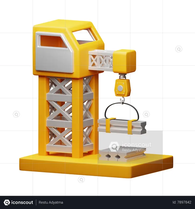 Construction Tower Crane  3D Icon