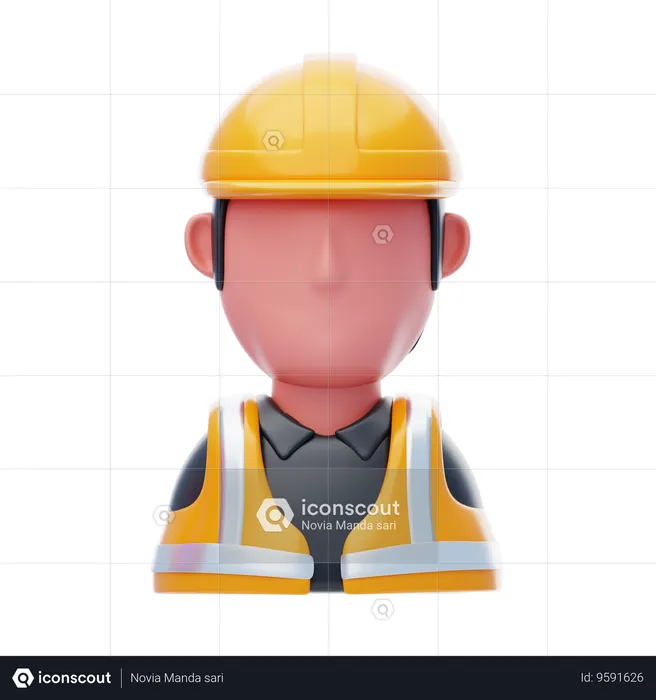 Construction Worker  3D Icon