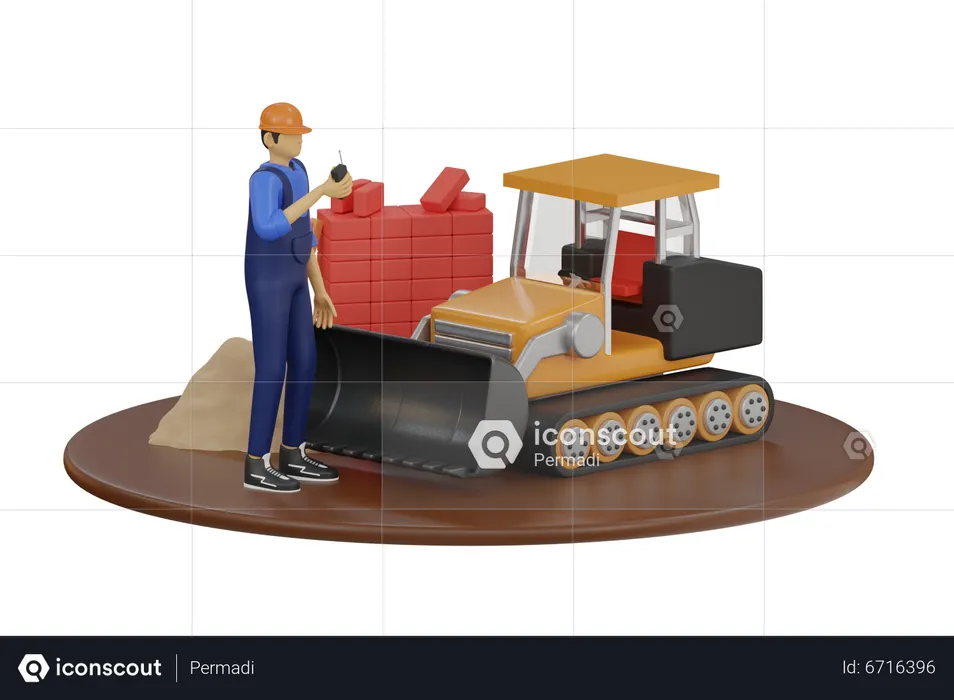 Construction worker  3D Illustration